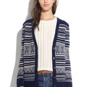 Madewell Stitchstripe Merino Wool Cardigan Sweater size xs
